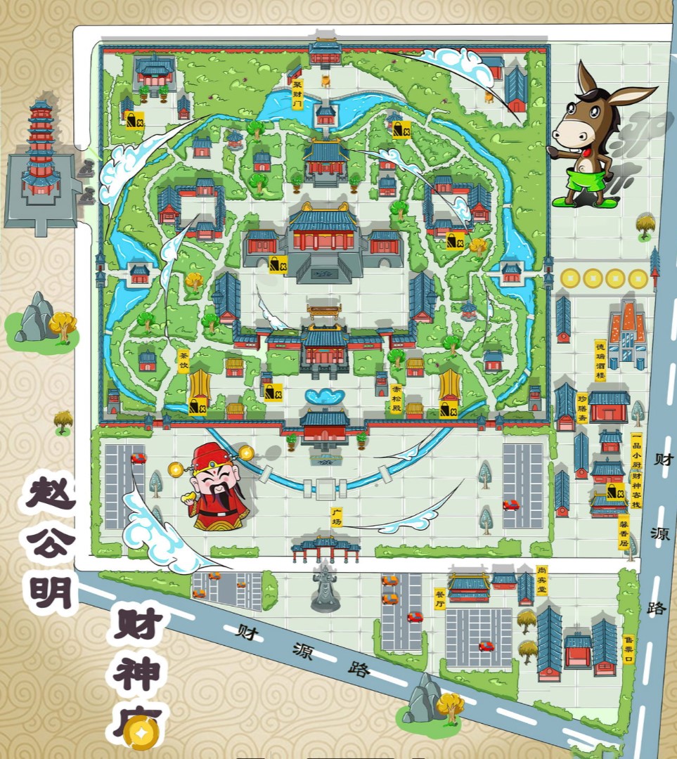 池州寺庙类手绘地图